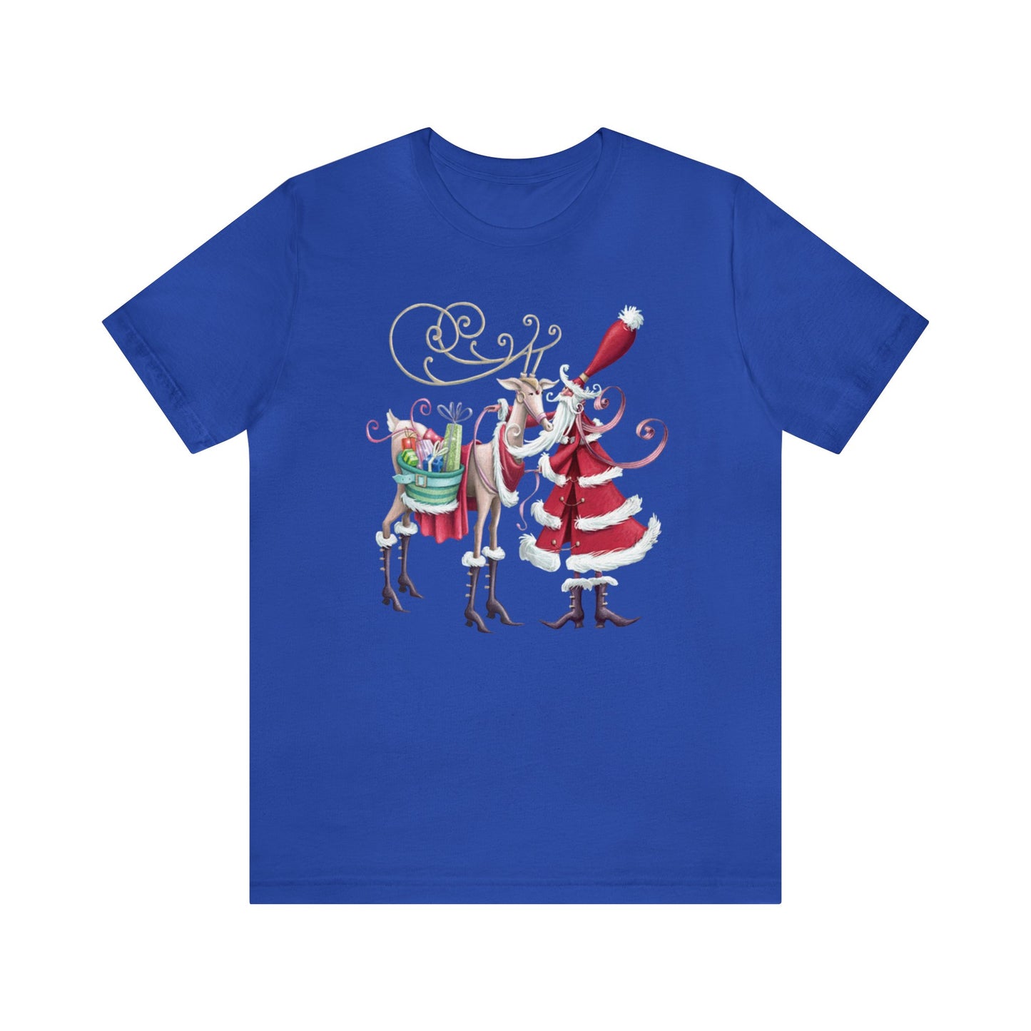 Santa and Reindeer Shirt, Fancy Santa Claus Shirt, Christmas Shirt, Xmas Shirt, Holiday Shirt, Merry Shirt, Festive Shirt, Merry Christmas T