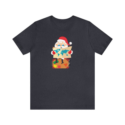 Santa Checking His Map Shirt, Santa Claus Shirt, Christmas Shirt, Xmas Shirt, Holiday Shirt, Merry Shirt, Festive Shirt, Merry Christmas Tee