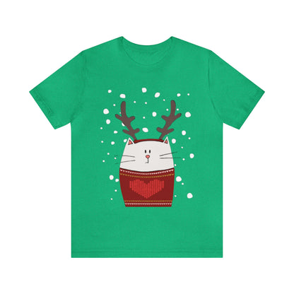 Cat with Reindeer Antlers Shirt, Cat Christmas Shirt, Festive Feline, Xmas Shirt, Cat Lover, Holiday Shirt, Merry Shirt, Festive Shirt, Cat