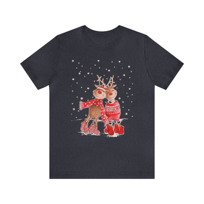 Happy Reindeer Couple Shirt, Christmas Shirt, Xmas Shirt, Holiday Shirt, Merry Shirt, Festive Shirt, Merry Christmas Tee, Christmas Gift