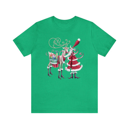 Santa and Reindeer Shirt, Fancy Santa Claus Shirt, Christmas Shirt, Xmas Shirt, Holiday Shirt, Merry Shirt, Festive Shirt, Merry Christmas T