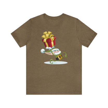 Elf Carrying a Present Shirt, Elf Shirt, Christmas Shirt, Xmas Shirt, Holiday Shirt, Merry Shirt, Festive Shirt, Merry Christmas Tee, Elf T