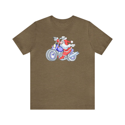 Motorcycle Santa Shirt, Santa Claus Shirt, Christmas Shirt, Xmas Shirt, Holiday Shirt, Merry Shirt, Festive Shirt, Merry Christmas Tee