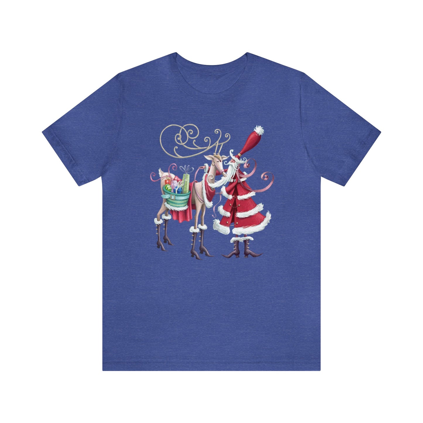 Santa and Reindeer Shirt, Fancy Santa Claus Shirt, Christmas Shirt, Xmas Shirt, Holiday Shirt, Merry Shirt, Festive Shirt, Merry Christmas T