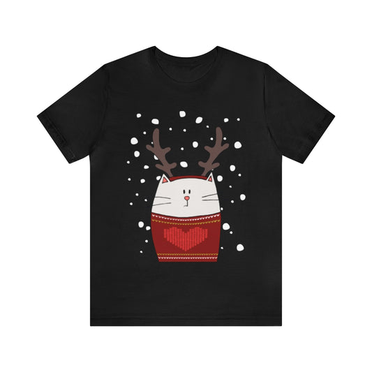 Cat with Reindeer Antlers Shirt, Cat Christmas Shirt, Festive Feline, Xmas Shirt, Cat Lover, Holiday Shirt, Merry Shirt, Festive Shirt, Cat