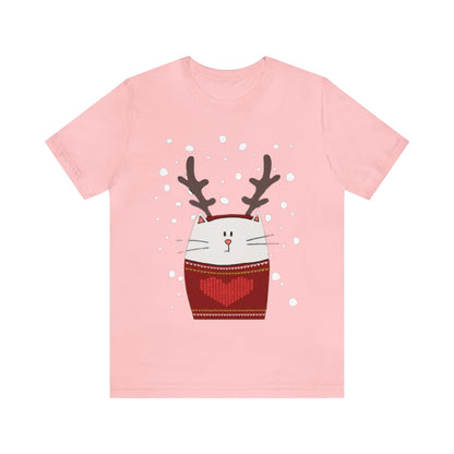 Cat with Reindeer Antlers Shirt, Cat Christmas Shirt, Festive Feline, Xmas Shirt, Cat Lover, Holiday Shirt, Merry Shirt, Festive Shirt, Cat