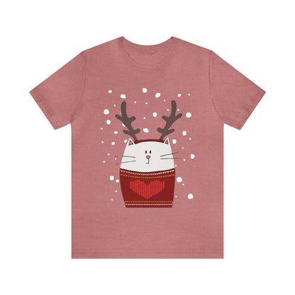 Cat with Reindeer Antlers Shirt, Cat Christmas Shirt, Festive Feline, Xmas Shirt, Cat Lover, Holiday Shirt, Merry Shirt, Festive Shirt, Cat