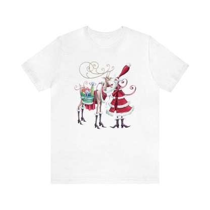 Santa and Reindeer Shirt, Fancy Santa Claus Shirt, Christmas Shirt, Xmas Shirt, Holiday Shirt, Merry Shirt, Festive Shirt, Merry Christmas T