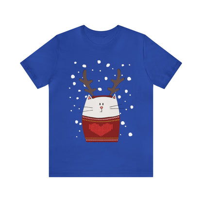 Cat with Reindeer Antlers Shirt, Cat Christmas Shirt, Festive Feline, Xmas Shirt, Cat Lover, Holiday Shirt, Merry Shirt, Festive Shirt, Cat