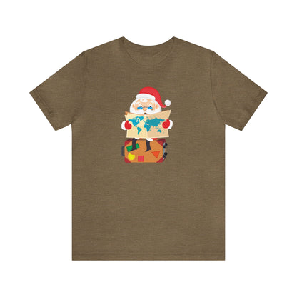 Santa Checking His Map Shirt, Santa Claus Shirt, Christmas Shirt, Xmas Shirt, Holiday Shirt, Merry Shirt, Festive Shirt, Merry Christmas Tee