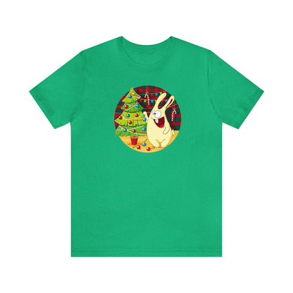 Rabbit Decorating a Christmas Tree Shirt, Christmas Shirt, Xmas Shirt, Holiday Shirt, Merry Shirt, Festive Shirt, Merry Christmas Tee, Bunny