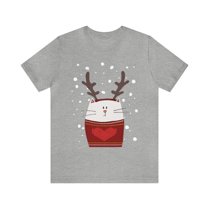 Cat with Reindeer Antlers Shirt, Cat Christmas Shirt, Festive Feline, Xmas Shirt, Cat Lover, Holiday Shirt, Merry Shirt, Festive Shirt, Cat