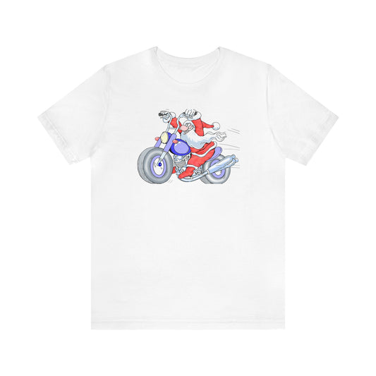 Motorcycle Santa Shirt, Santa Claus Shirt, Christmas Shirt, Xmas Shirt, Holiday Shirt, Merry Shirt, Festive Shirt, Merry Christmas Tee