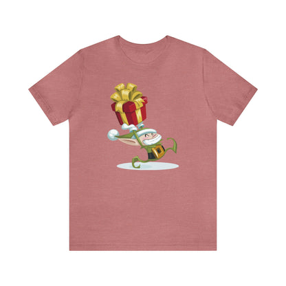 Elf Carrying a Present Shirt, Elf Shirt, Christmas Shirt, Xmas Shirt, Holiday Shirt, Merry Shirt, Festive Shirt, Merry Christmas Tee, Elf T