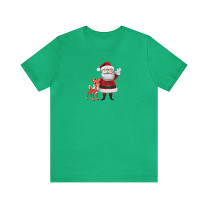 Rudolph and Santa Shirt, Reindeer Shirt, Santa Shirt, Christmas Shirt, Xmas Shirt, Holiday Shirt, Merry Shirt, Festive Shirt, Christmas Tee