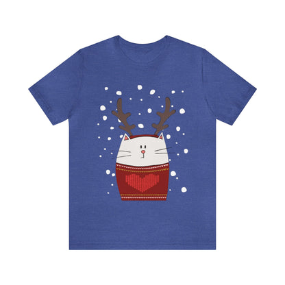 Cat with Reindeer Antlers Shirt, Cat Christmas Shirt, Festive Feline, Xmas Shirt, Cat Lover, Holiday Shirt, Merry Shirt, Festive Shirt, Cat