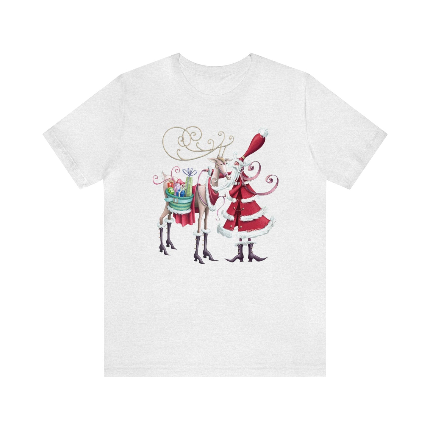 Santa and Reindeer Shirt, Fancy Santa Claus Shirt, Christmas Shirt, Xmas Shirt, Holiday Shirt, Merry Shirt, Festive Shirt, Merry Christmas T