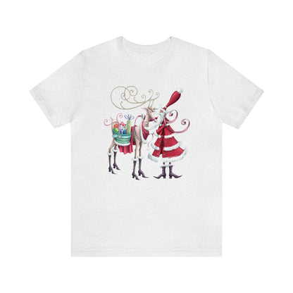 Santa and Reindeer Shirt, Fancy Santa Claus Shirt, Christmas Shirt, Xmas Shirt, Holiday Shirt, Merry Shirt, Festive Shirt, Merry Christmas T