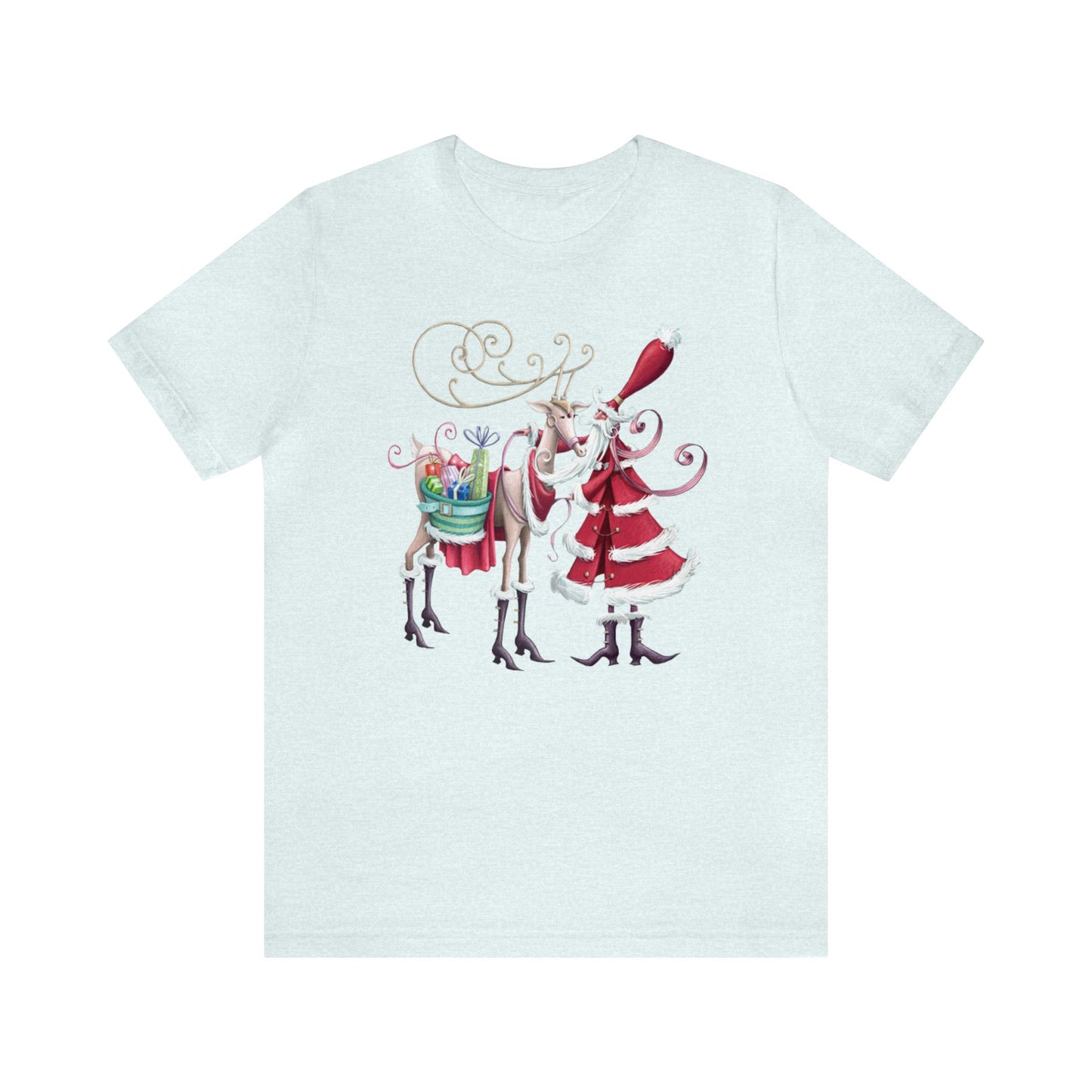 Santa and Reindeer Shirt, Fancy Santa Claus Shirt, Christmas Shirt, Xmas Shirt, Holiday Shirt, Merry Shirt, Festive Shirt, Merry Christmas T