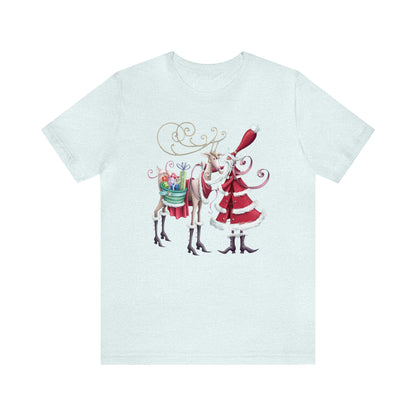 Santa and Reindeer Shirt, Fancy Santa Claus Shirt, Christmas Shirt, Xmas Shirt, Holiday Shirt, Merry Shirt, Festive Shirt, Merry Christmas T