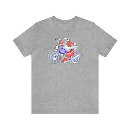 Motorcycle Santa Shirt, Santa Claus Shirt, Christmas Shirt, Xmas Shirt, Holiday Shirt, Merry Shirt, Festive Shirt, Merry Christmas Tee