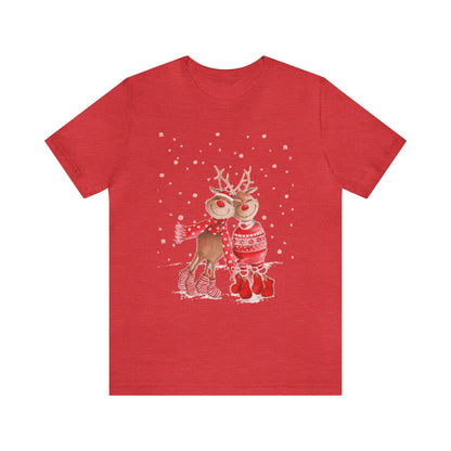 Happy Reindeer Couple Shirt, Christmas Shirt, Xmas Shirt, Holiday Shirt, Merry Shirt, Festive Shirt, Merry Christmas Tee, Christmas Gift