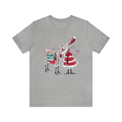 Santa and Reindeer Shirt, Fancy Santa Claus Shirt, Christmas Shirt, Xmas Shirt, Holiday Shirt, Merry Shirt, Festive Shirt, Merry Christmas T