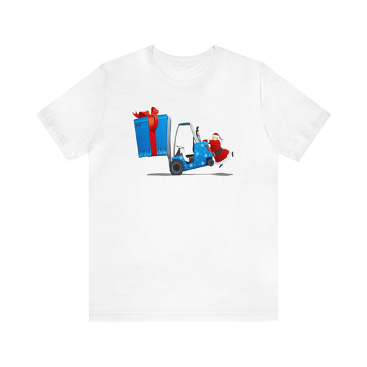 Forklift Santa With Present Shirt, Big Present , Santa Claus Shirt, Christmas Shirt, Xmas Shirt, Holiday Shirt, Merry Shirt, Festive Shirt