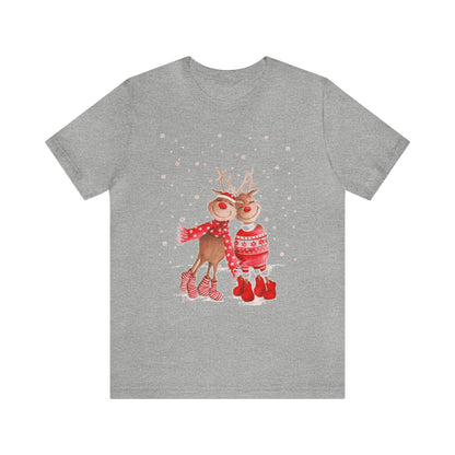 Happy Reindeer Couple Shirt, Christmas Shirt, Xmas Shirt, Holiday Shirt, Merry Shirt, Festive Shirt, Merry Christmas Tee, Christmas Gift