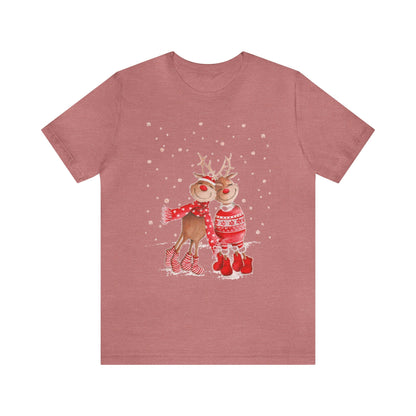 Happy Reindeer Couple Shirt, Christmas Shirt, Xmas Shirt, Holiday Shirt, Merry Shirt, Festive Shirt, Merry Christmas Tee, Christmas Gift