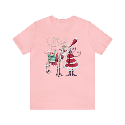 Santa and Reindeer Shirt, Fancy Santa Claus Shirt, Christmas Shirt, Xmas Shirt, Holiday Shirt, Merry Shirt, Festive Shirt, Merry Christmas T