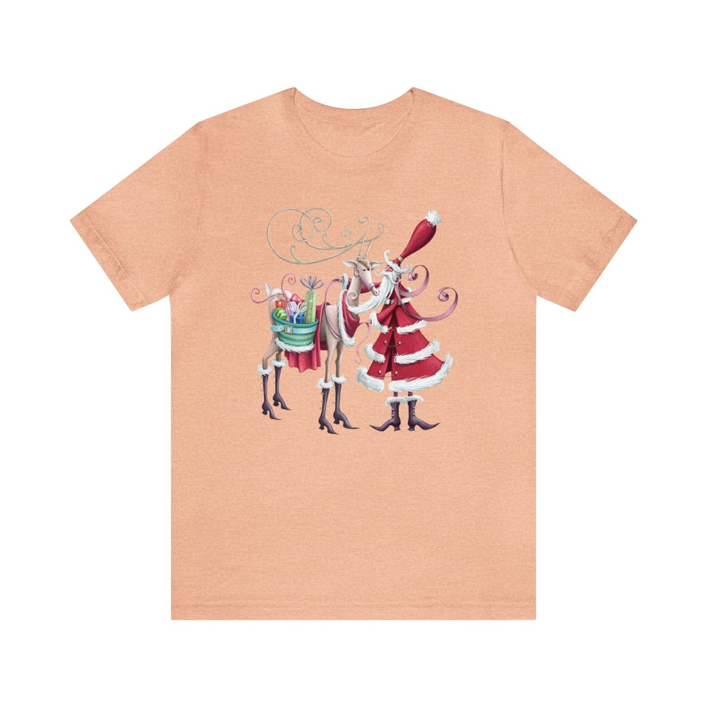 Santa and Reindeer Shirt, Fancy Santa Claus Shirt, Christmas Shirt, Xmas Shirt, Holiday Shirt, Merry Shirt, Festive Shirt, Merry Christmas T