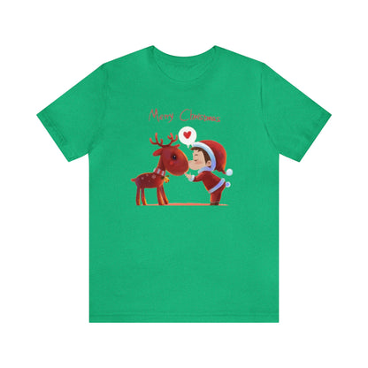 Santa and Reindeer Merry Christmas Shirt, Christmas Shirt, Xmas Shirt, Holiday Shirt, Merry Shirt, Festive Shirt, Merry Christmas Tee