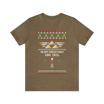 Merry Christmas Take This Ugly Christmas Sweater, NES Christmas Sweater, Video Game Shirt, Gamer Shirt, 8-Bit, Holiday Sweater, Ugly, Xmas